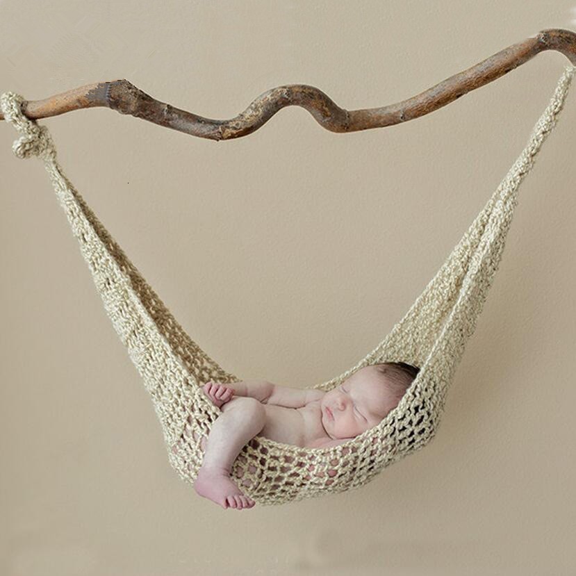 Keepsakes born Pography Props Accessories Wool Handmade Knit Hook String Bag Studio Baby Po Props Crochet Hammock Fotografia 230628