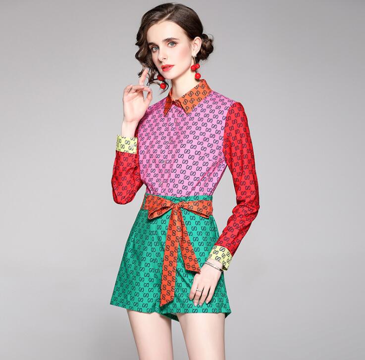 Designer Women Tracksuits G Print 2 Piece Shorts Set Printed Long Sleeve Button Shirts Pocket Short Pant Casual Clothes, 04
Designer Women Tracksuits G Print 2 Piece Shorts Set Printed Long Sleeve Button Shirts Pocket Short Pant Casual Clothes, 04