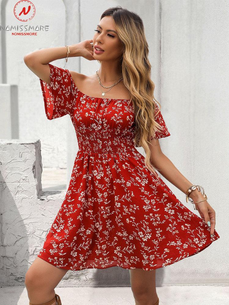 Casual Dresses Fashion Women Summer Print A-Line Dress Patchwork Design Slash Neck Short Sleeve Elastic High Waist Slim Mini, Red
Casual Dresses Fashion Women Summer Print A-Line Dress Patchwork Design Slash Neck Short Sleeve Elastic High Waist Slim Mini, Red