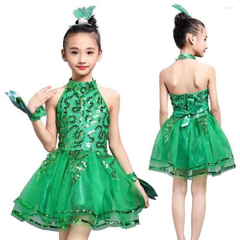 Stage Wear Bling Girl Latin Dancewear Kids Veil Dresses Students Green Tutus Sequined Perform Costumes With Gift Flowers
Stage Wear Bling Girl Latin Dancewear Kids Veil Dresses Students Green Tutus Sequined Perform Costumes With Gift Flowers
