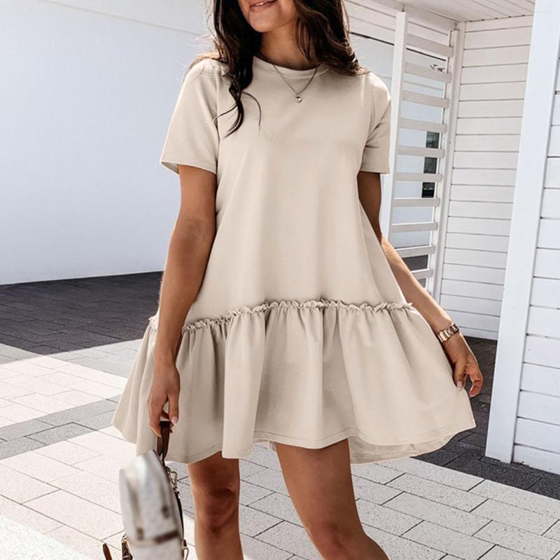 Casual Dresses Short Sleeve Mini Dress Women Temperament Solid Color Loose Round Neck Ruffle 2023 Summer Big Hem Party, Black
Casual Dresses Short Sleeve Mini Dress Women Temperament Solid Color Loose Round Neck Ruffle 2023 Summer Big Hem Party, Black