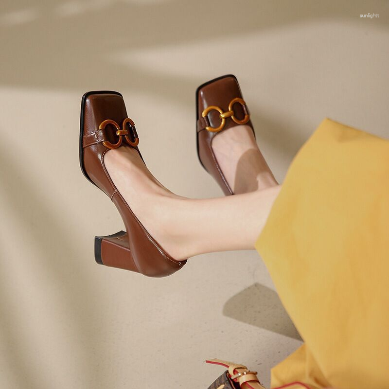 Dress Shoes French Vintage Single Women's 2023 Spring Design Sense Women Shallow Mouth Thick Heel Metal Buckle High Heels, Brown
Dress Shoes French Vintage Single Women's 2023 Spring Design Sense Women Shallow Mouth Thick Heel Metal Buckle High Heels, Brown