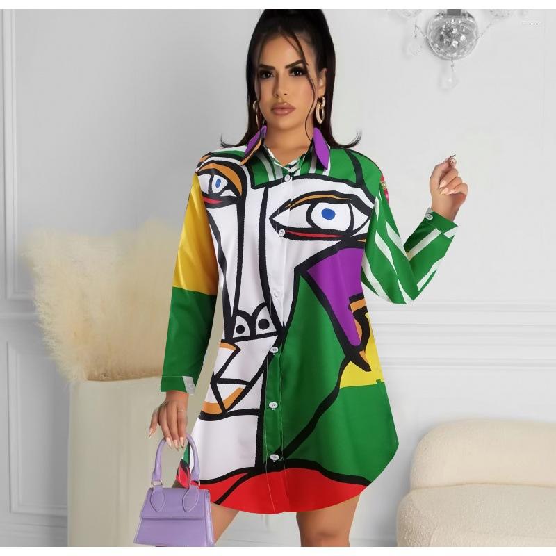 Casual Dresses Fashion Long Sleeve Face Print Mini Shirt Dress Women 2023 Autumn Personality Top Shirts For Robe
Casual Dresses Fashion Long Sleeve Face Print Mini Shirt Dress Women 2023 Autumn Personality Top Shirts For Robe