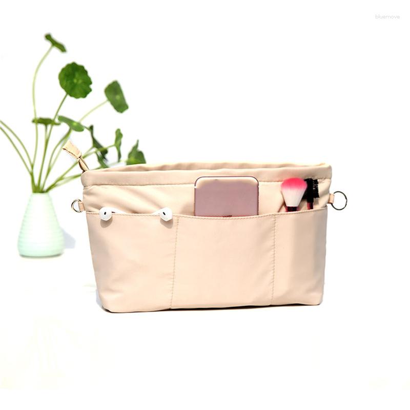 Cosmetic Bags Women Solid Color Drawstring Handbag Purse Insert Organizer Nylon Bag Portable Finishing