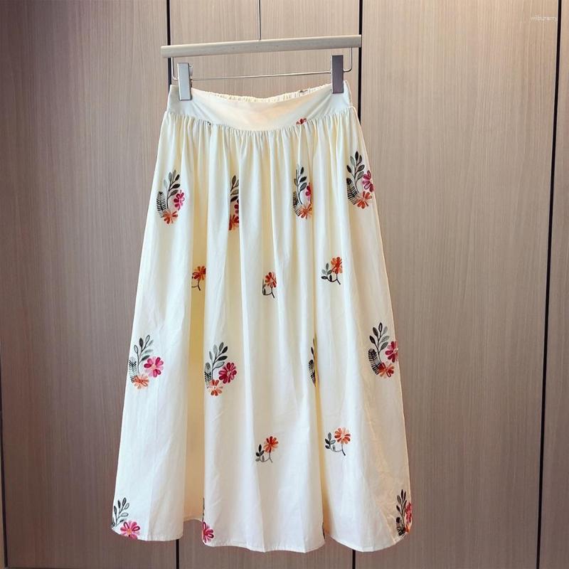 Skirts Summer Elegant Thin Loose Floral Print Cotton Midi Women Fashion A-Line Elastic High Waist White Beige Ladies Clothes
Skirts Summer Elegant Thin Loose Floral Print Cotton Midi Women Fashion A-Line Elastic High Waist White Beige Ladies Clothes
