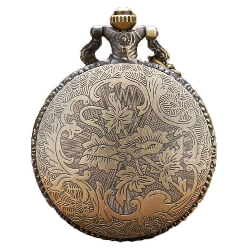 Bronze Small Animal Epoxy Cartoon Owl Painting Pocket Watch Quartz Clock Necklace Chain Relogio De Bolso Gifts for Men Women