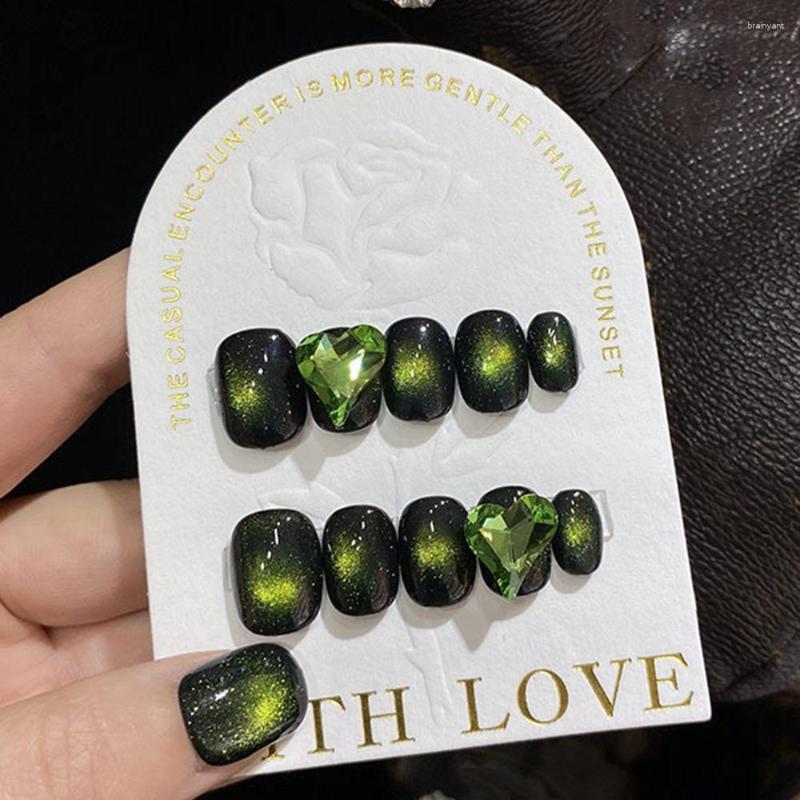 False Nails Handmade Short Press On Green Korean Cat Eye Reusable Adhesive Full Cover Nail Tips Acrylic Artificial, H156xs with tool kit
False Nails Handmade Short Press On Green Korean Cat Eye Reusable Adhesive Full Cover Nail Tips Acrylic Artificial, H156xs with tool kit