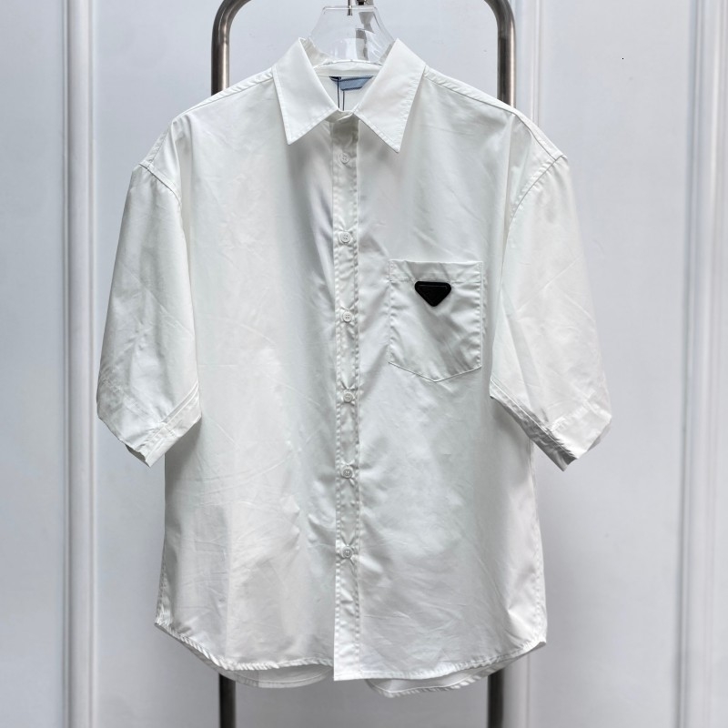 Men's Dress Shirts Spring and summer Men women Short sleeve Shirt Y2K Casual jacket Solid color prethoracic Pockets Lovers' fashion coat 230