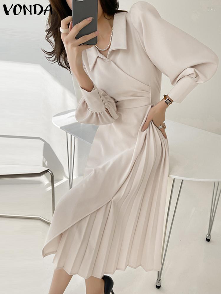 Casual Dresses Elegant Party Dress 2023 VONDA Fashion Women Long Puff Sleeve Solid Color Summer Sundress Lapel Pleated Robe Femme, Beige
Casual Dresses Elegant Party Dress 2023 VONDA Fashion Women Long Puff Sleeve Solid Color Summer Sundress Lapel Pleated Robe Femme, Beige