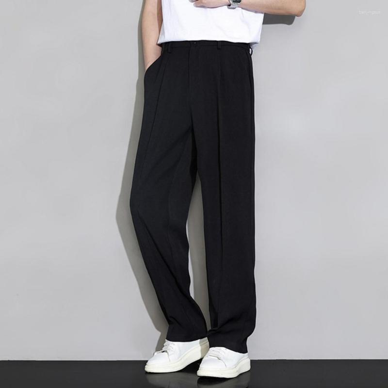 Men's Pants Men Ice Silk Casual Long Elastic Waist Buttons Pockets Trousers Straight Wide Leg Draped Business, Black
Men's Pants Men Ice Silk Casual Long Elastic Waist Buttons Pockets Trousers Straight Wide Leg Draped Business, Black