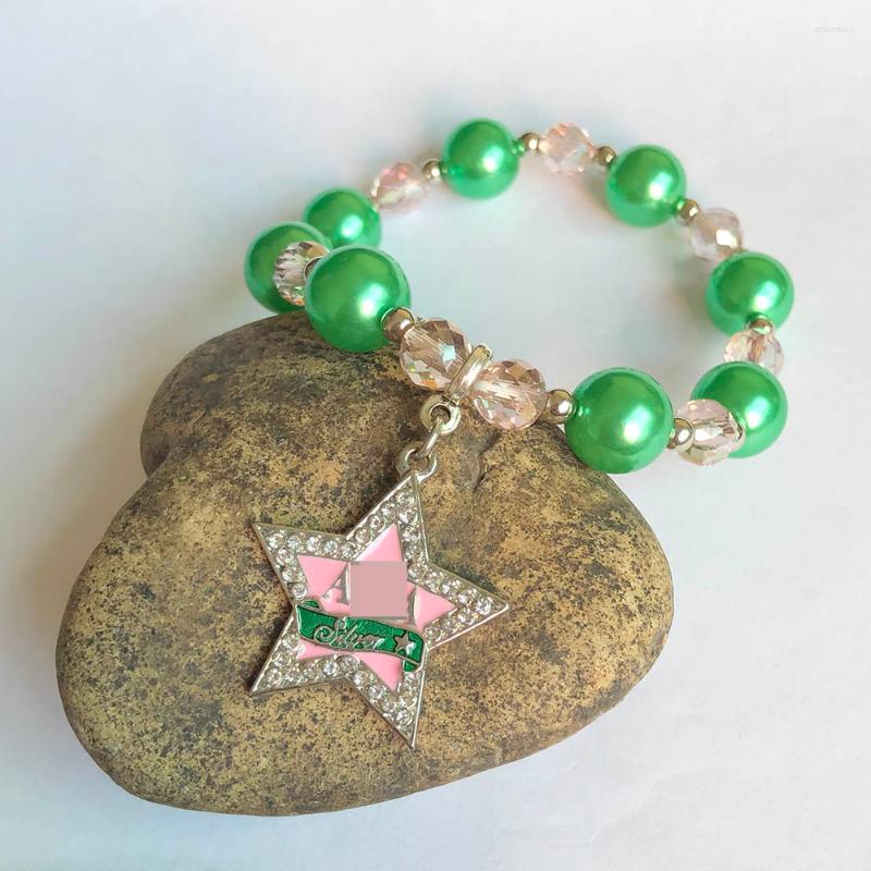 Charm Bracelets Handmade Greek Sorority Elastic Line Letter Star Transparent AB Color Green Pearl Women Bracelet Jewelry
Charm Bracelets Handmade Greek Sorority Elastic Line Letter Star Transparent AB Color Green Pearl Women Bracelet Jewelry