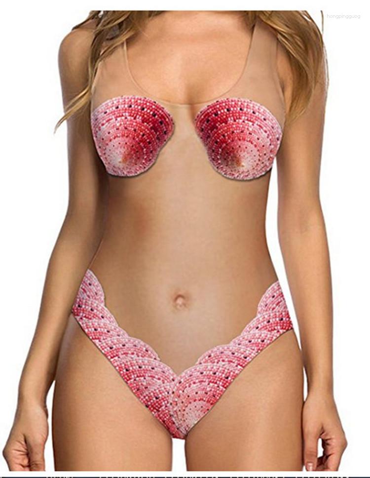 Women's Swimwear Funny Borat Printed One Piece Swimsuit Women Sexy Chest Hair Bathing Suit Summer Joke Bather Novelty Beachwear