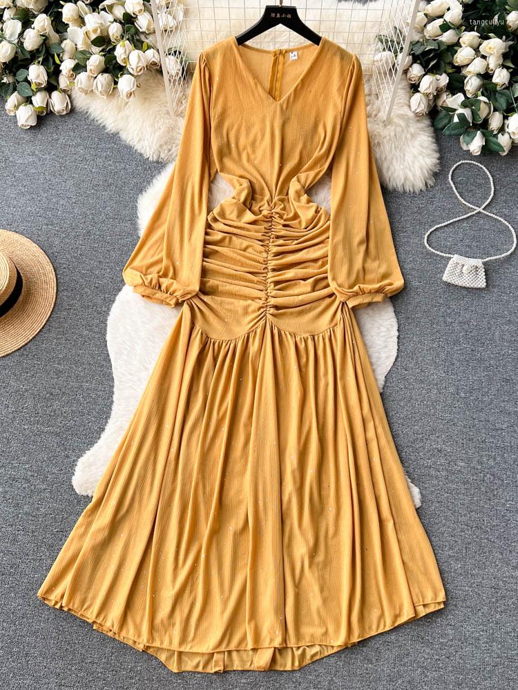 Casual Dresses Women's Summer European Luxury Dress Sleeve Pleated V-Neck Light Design Sense Small And Unique Big Swing Long D4114, Blue
Casual Dresses Women's Summer European Luxury Dress Sleeve Pleated V-Neck Light Design Sense Small And Unique Big Swing Long D4114, Blue