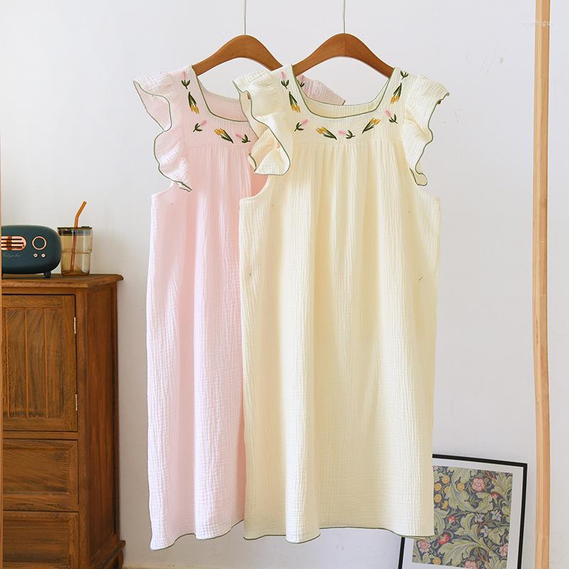 Women's Sleepwear Hanging Pajamas Dress Embroidered Summer Cotton Clothes With Chest Pad Pajama Mid-long Mesh Home, Pink
Women's Sleepwear Hanging Pajamas Dress Embroidered Summer Cotton Clothes With Chest Pad Pajama Mid-long Mesh Home, Pink