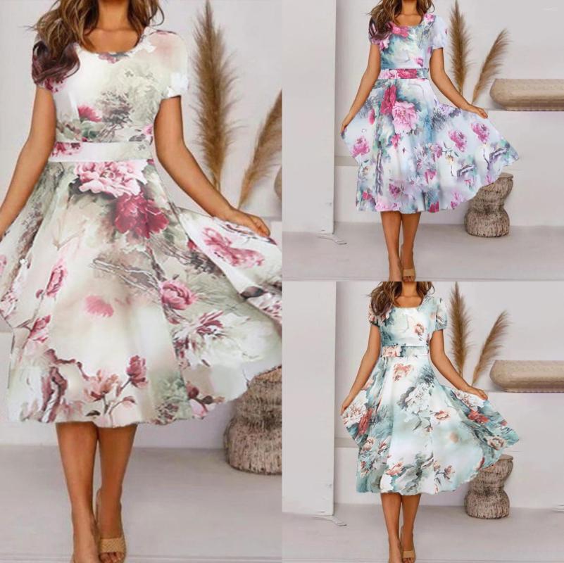 Casual Dresses Summer Women' Elegant Flower Print Fashion Short Sleeve Medium Long Dress Female & Lady
Casual Dresses Summer Women' Elegant Flower Print Fashion Short Sleeve Medium Long Dress Female & Lady