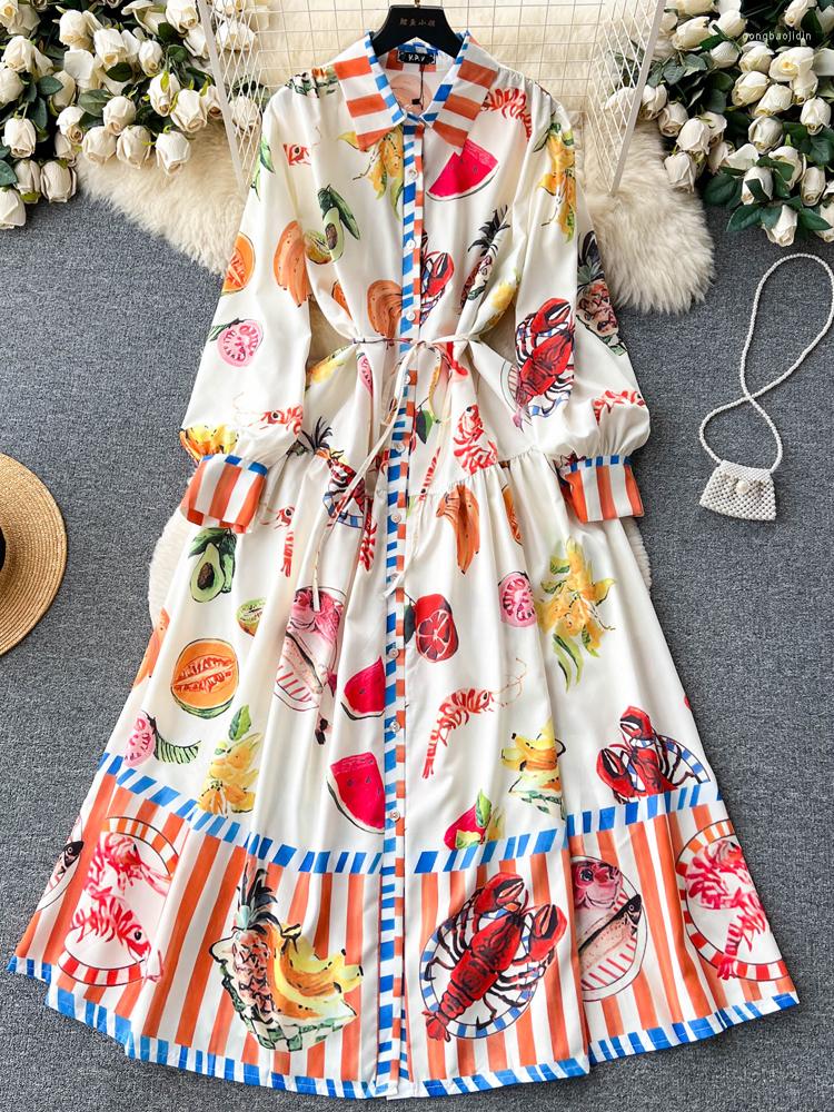 Casual Dresses YuooMuoo Chic Fashion Vintage Fruit Print Long Dress Women Elegant Full Sleeve Lace-up Shirt Robe Femme, Multi
Casual Dresses YuooMuoo Chic Fashion Vintage Fruit Print Long Dress Women Elegant Full Sleeve Lace-up Shirt Robe Femme, Multi