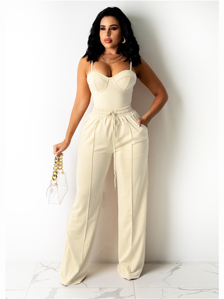 Women's Tracksuits hirigin Sexy Casual 2 Piece Set Women Workwear Sleeveless Crop Tops High Waist Wide Leg Pants Suit Office Lady Party ClubOutfi