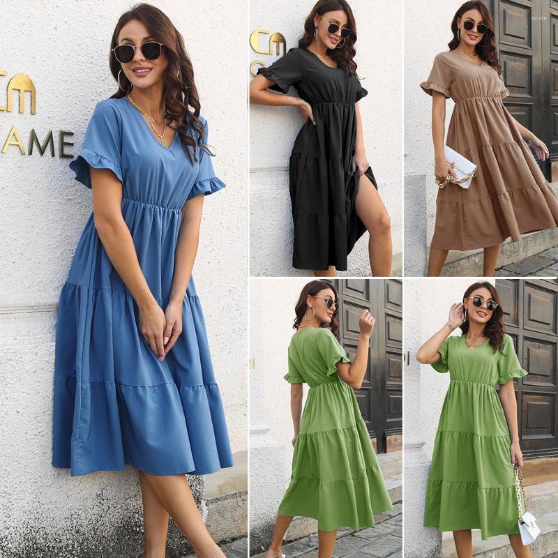 Casual Dresses Women' Loose Dress 2023 Summer Solid Color Ruched Sleeve V-Neck Elastic Waist Elegant Knee-Length Club Party Beach, Khaki
Casual Dresses Women' Loose Dress 2023 Summer Solid Color Ruched Sleeve V-Neck Elastic Waist Elegant Knee-Length Club Party Beach, Khaki
