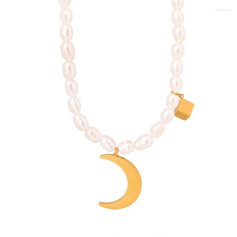 Pendant Necklaces Minar Trend Oval Freshwater Pearl Beaded Necklace For Women 18K Gold Titanium Steel Moon Cubes Chokers
Pendant Necklaces Minar Trend Oval Freshwater Pearl Beaded Necklace For Women 18K Gold Titanium Steel Moon Cubes Chokers