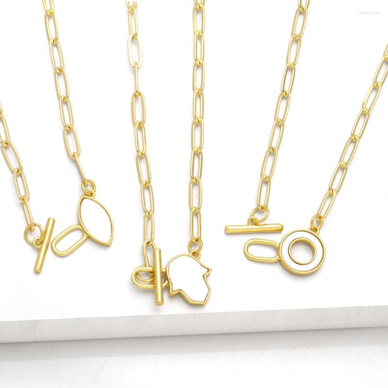 Pendant Necklaces FLOLA Polished Paperclip Chain Fatima Necklace For Women White Shell Moon OT Buckle Choker Gold Plated Jewelry Nkew76
Pendant Necklaces FLOLA Polished Paperclip Chain Fatima Necklace For Women White Shell Moon OT Buckle Choker Gold Plated Jewelry Nkew76