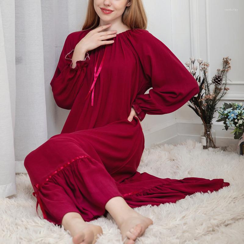 Women's Sleepwear Womens Nightdress Cotton Long Sleeve Nightgown For Women Elegant Retro Spring Dress Loose Nightwear Home Clothes, Rose red
Women's Sleepwear Womens Nightdress Cotton Long Sleeve Nightgown For Women Elegant Retro Spring Dress Loose Nightwear Home Clothes, Rose red