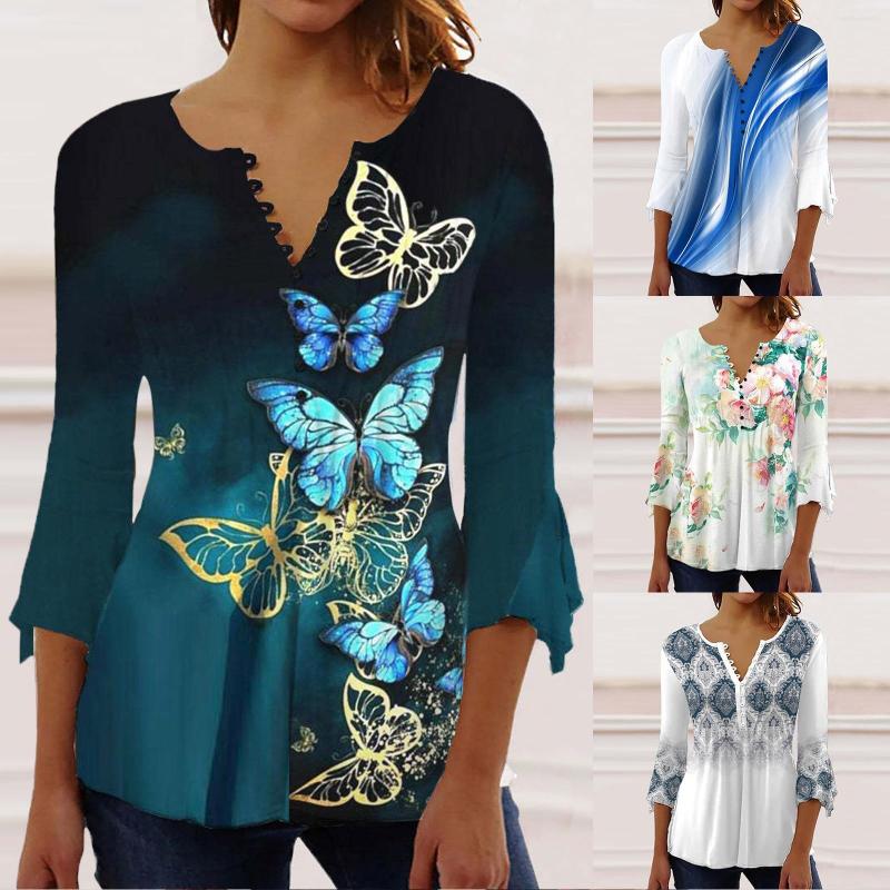 Women's T Shirts Women's Mid Length Sleeve V Neck Slim Fit Printed Top, Black
Women's T Shirts Women's Mid Length Sleeve V Neck Slim Fit Printed Top, Black