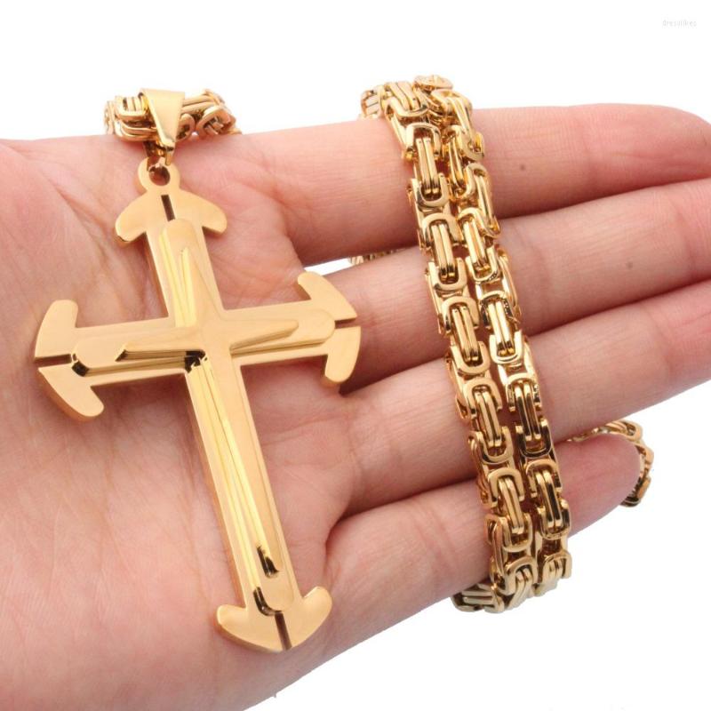 Chains Cross Christ Jesus Pendant Necklace For Men Gold Color 18-30" 6mm Wide Stainless Steel Byzantine Chain Heavy Jewelry
Chains Cross Christ Jesus Pendant Necklace For Men Gold Color 18-30" 6mm Wide Stainless Steel Byzantine Chain Heavy Jewelry