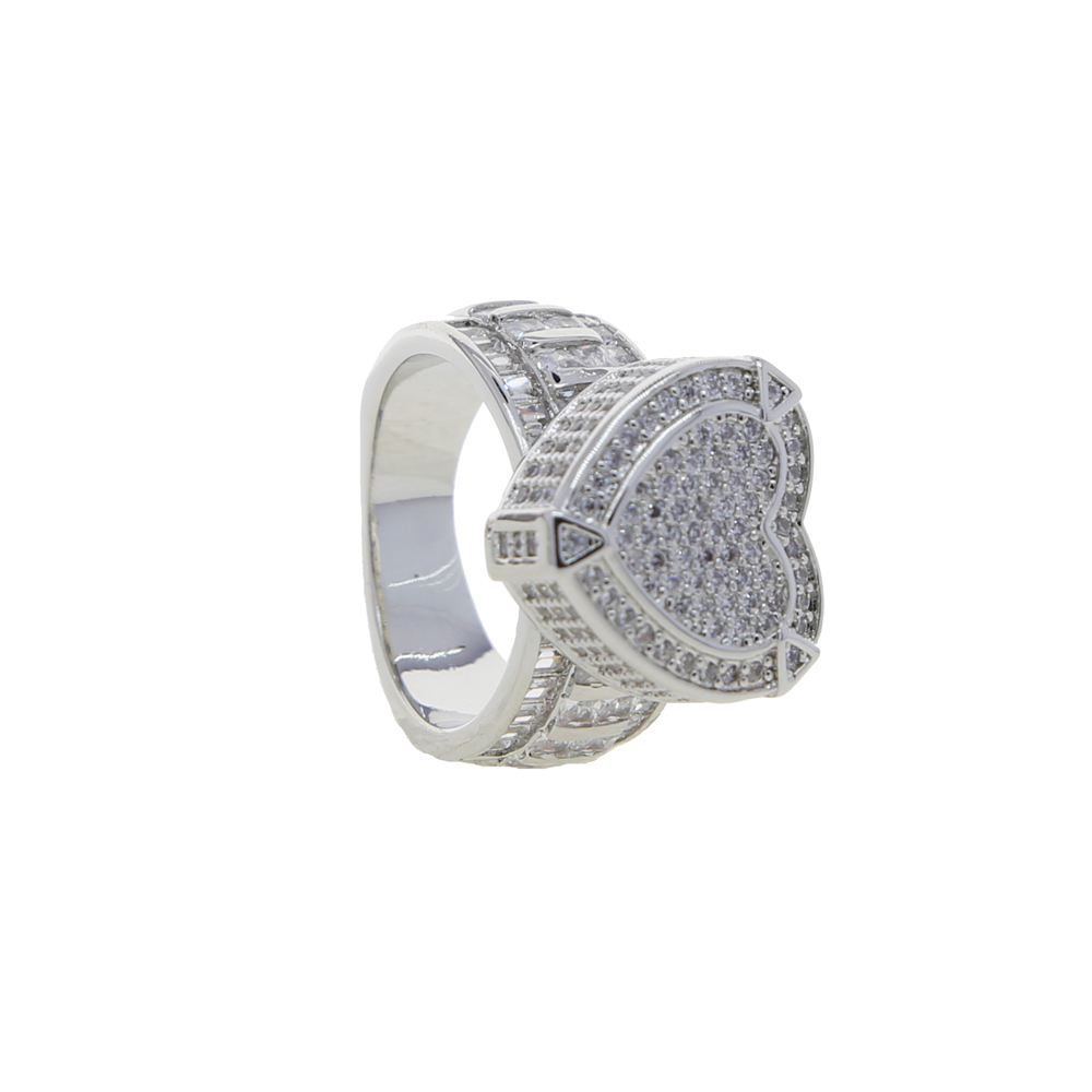 big bling love heart Ring High Quality fashion Paved Full Cz Stone Gold Silver Color best party gift Jewelry