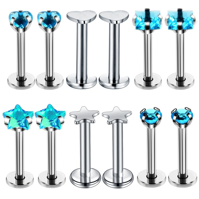 Navel Bell Button Rings 12Set 16G Labret Piercing Stud Lip Ring Set Crystal Jewelry Helix Tragus Earring Cartilage Nose Pircing 230628