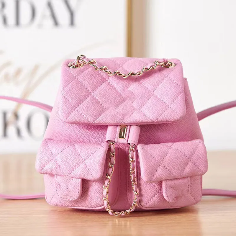 Designer Bag Women's Mini Duma Backpack Classic Double Chain Shoulder Bag Caviar Cowhide Leather Tote Crossbody Bag Diamond Lattice 23P, Pink
Designer Bag Women's Mini Duma Backpack Classic Double Chain Shoulder Bag Caviar Cowhide Leather Tote Crossbody Bag Diamond Lattice 23P, Pink