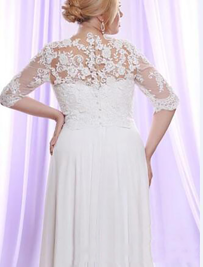 Plus Size Beach Wedding Dresses 2023 Hot Selling New Custom Floor Length Half Sleeve Chiffon Lace Modest Bridal Gowns Vestidos de Novia W601