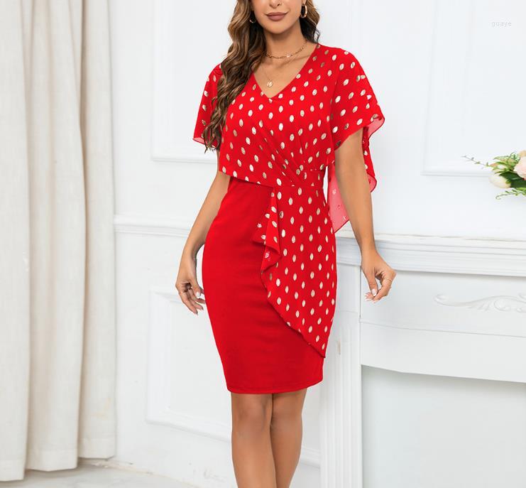 Casual Dresses For Women 2023 Summer Fashion Gilded Polka Dot Chiffon Short Sleeve Skirt Women' Elegant Office Dress Female Vestidos
Casual Dresses For Women 2023 Summer Fashion Gilded Polka Dot Chiffon Short Sleeve Skirt Women' Elegant Office Dress Female Vestidos