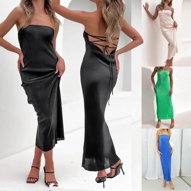 Casual Dresses Women Sleeveless Strapless Long Dress Fashion Stain Silk Backless Bandage Maxi Lady Sexy Party Club Night Vestidos, Blue
Casual Dresses Women Sleeveless Strapless Long Dress Fashion Stain Silk Backless Bandage Maxi Lady Sexy Party Club Night Vestidos, Blue