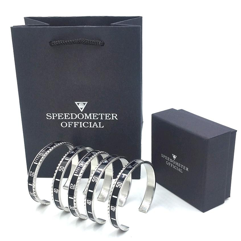 Whole High quality Bangle Bracelet for Men Stainless Steel Cuff Speedometer Bracelet Fashion Men039s Jewelry with Retail pa