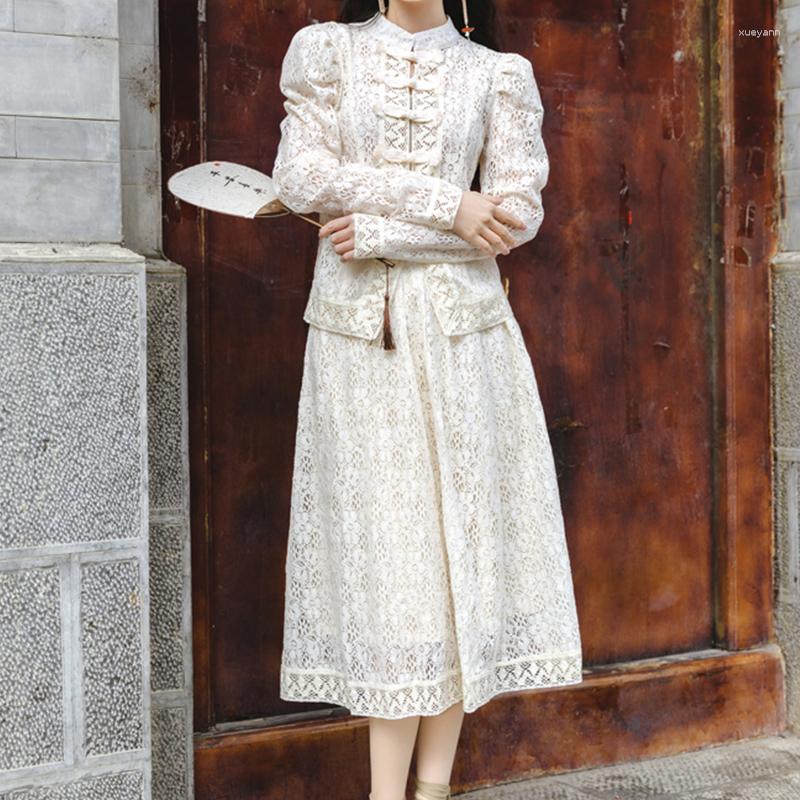 Women's Tracksuits Apricot Lace Blouse High Waisted Skirts Women Vintage Hook Flower Hollow Two Piece Sets Summer Long Sleeve Skirt Set
Women's Tracksuits Apricot Lace Blouse High Waisted Skirts Women Vintage Hook Flower Hollow Two Piece Sets Summer Long Sleeve Skirt Set