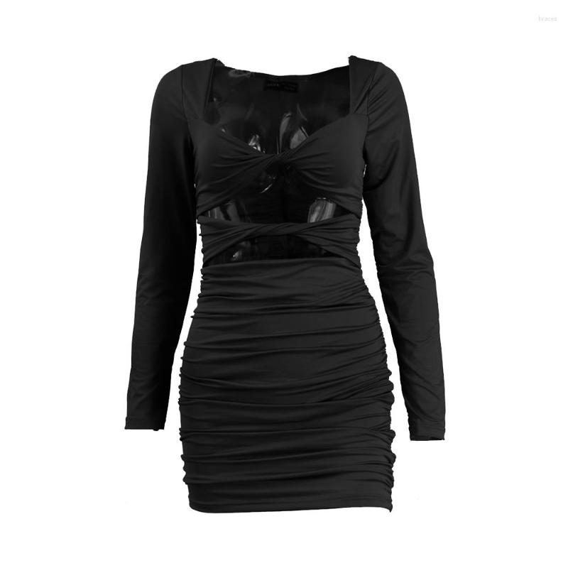 Casual Dresses Black Square Collar Long Sleeve Tight Sexy Mini Dress Summer Women 2023 Max Size High Elastic Vestidos, Color 3 
Casual Dresses Black Square Collar Long Sleeve Tight Sexy Mini Dress Summer Women 2023 Max Size High Elastic Vestidos, Color 3