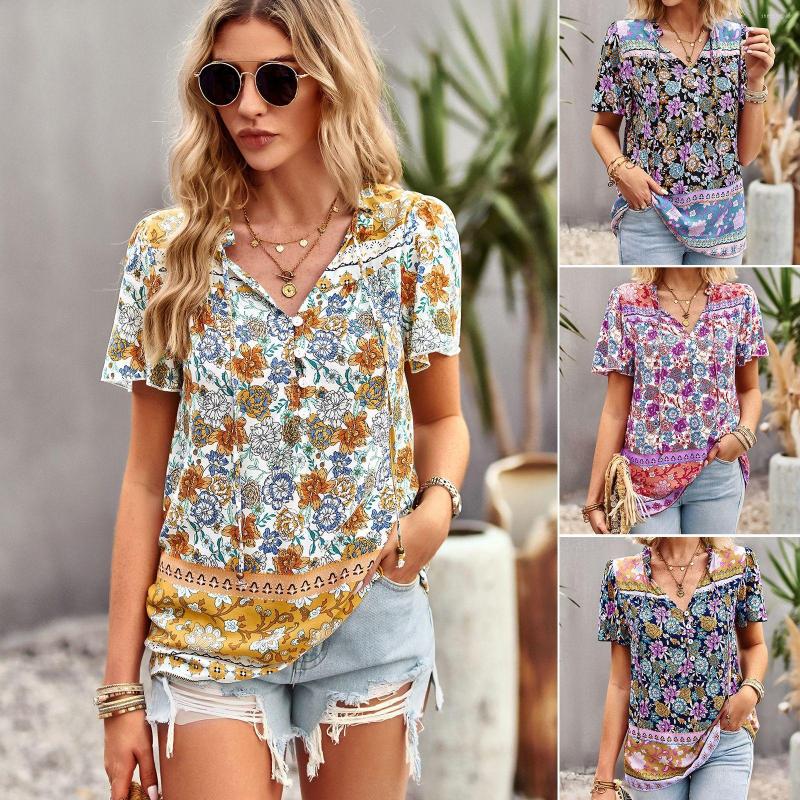 Women' T Shirts Women Spring Summer Fashion V-neck Lace Up Bohemian Style Plant Printing Patchwork Commuting Versatile Casual T-shirt Tees, Black
Women' T Shirts Women Spring Summer Fashion V-neck Lace Up Bohemian Style Plant Printing Patchwork Commuting Versatile Casual T-shirt Tees, Black