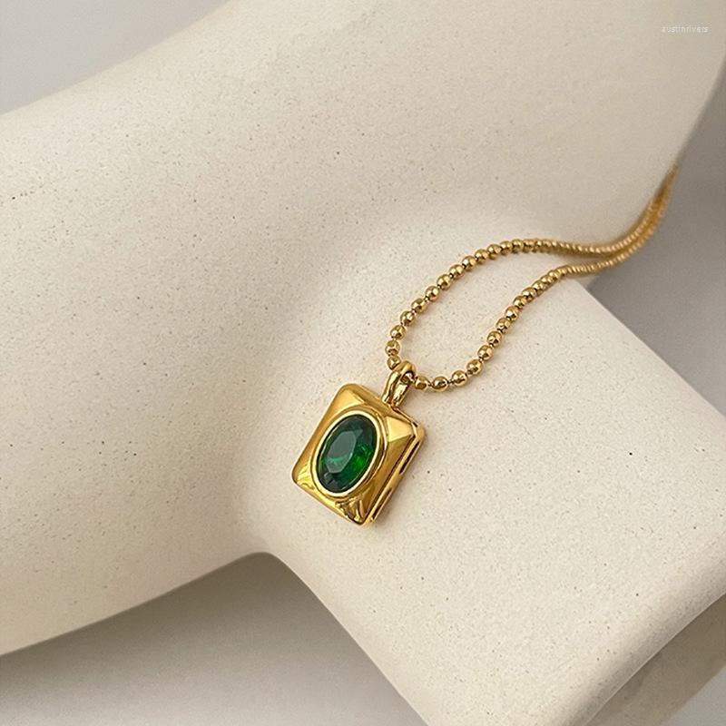 Chains OEING 316L Stainless Steel Square Green Gemstone Pendant Necklace For Women Classic Luxury Girls Jewelry Chain Birthday
Chains OEING 316L Stainless Steel Square Green Gemstone Pendant Necklace For Women Classic Luxury Girls Jewelry Chain Birthday