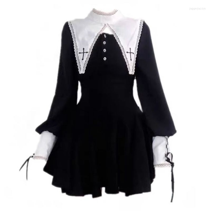 Casual Dresses Women Lolita Black Long Sleeve Dress Gothic Harajuku Punk Sweet Kawaii Fashion Streetwear Cross Embroidery Goth Mini
Casual Dresses Women Lolita Black Long Sleeve Dress Gothic Harajuku Punk Sweet Kawaii Fashion Streetwear Cross Embroidery Goth Mini