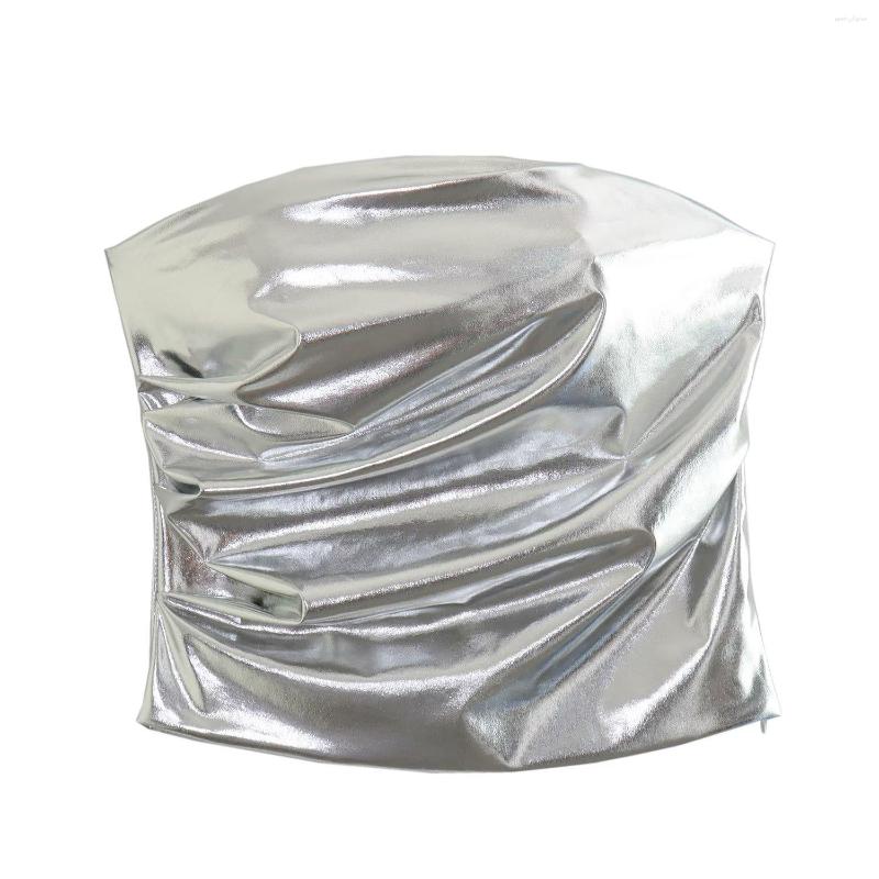 Women's Tanks Women 2023 Fashion Summer Metal Poplin Top Vintage Strapless Backless Short All-Match Slim-Fit Casual Chic Female Tops Mujer, Silver
Women's Tanks Women 2023 Fashion Summer Metal Poplin Top Vintage Strapless Backless Short All-Match Slim-Fit Casual Chic Female Tops Mujer, Silver