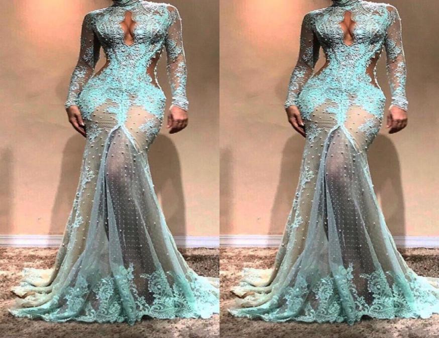 High Neck Luxury Full Lace Pearls Mermaid Evening Dresses Dubai See Through illusion High Split Formal Prom Cutaway Side Celebrity5637810, Dark green
High Neck Luxury Full Lace Pearls Mermaid Evening Dresses Dubai See Through illusion High Split Formal Prom Cutaway Side Celebrity5637810, Dark green