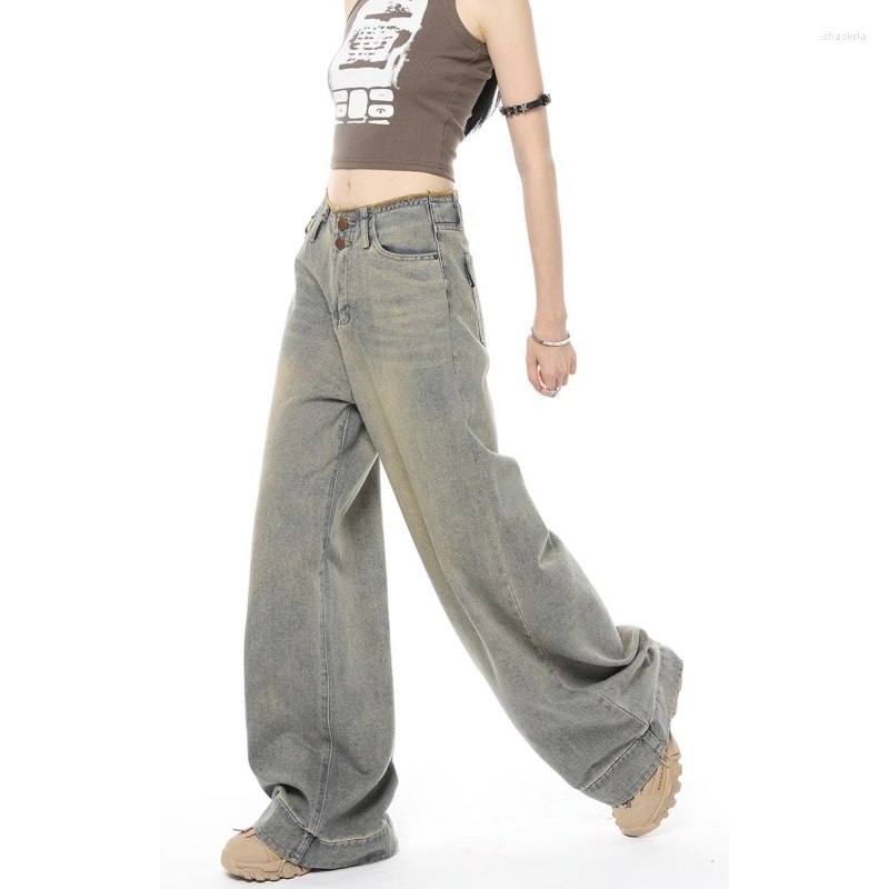 Women' Jeans Women Blue High Waist Y2K Style American Fashion Wide Leg Jean Female Summer Vintage Trouser Straight Baggy Denim Pants
Women' Jeans Women Blue High Waist Y2K Style American Fashion Wide Leg Jean Female Summer Vintage Trouser Straight Baggy Denim Pants