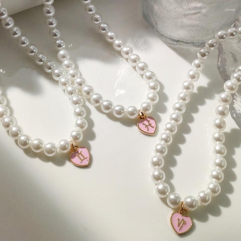 Chains Flatfoosie Imitation Pearls Heart Pendant Necklace For Women 12 Constellation Sign Pearl Choker Minimalist Jewelry Gift
Chains Flatfoosie Imitation Pearls Heart Pendant Necklace For Women 12 Constellation Sign Pearl Choker Minimalist Jewelry Gift