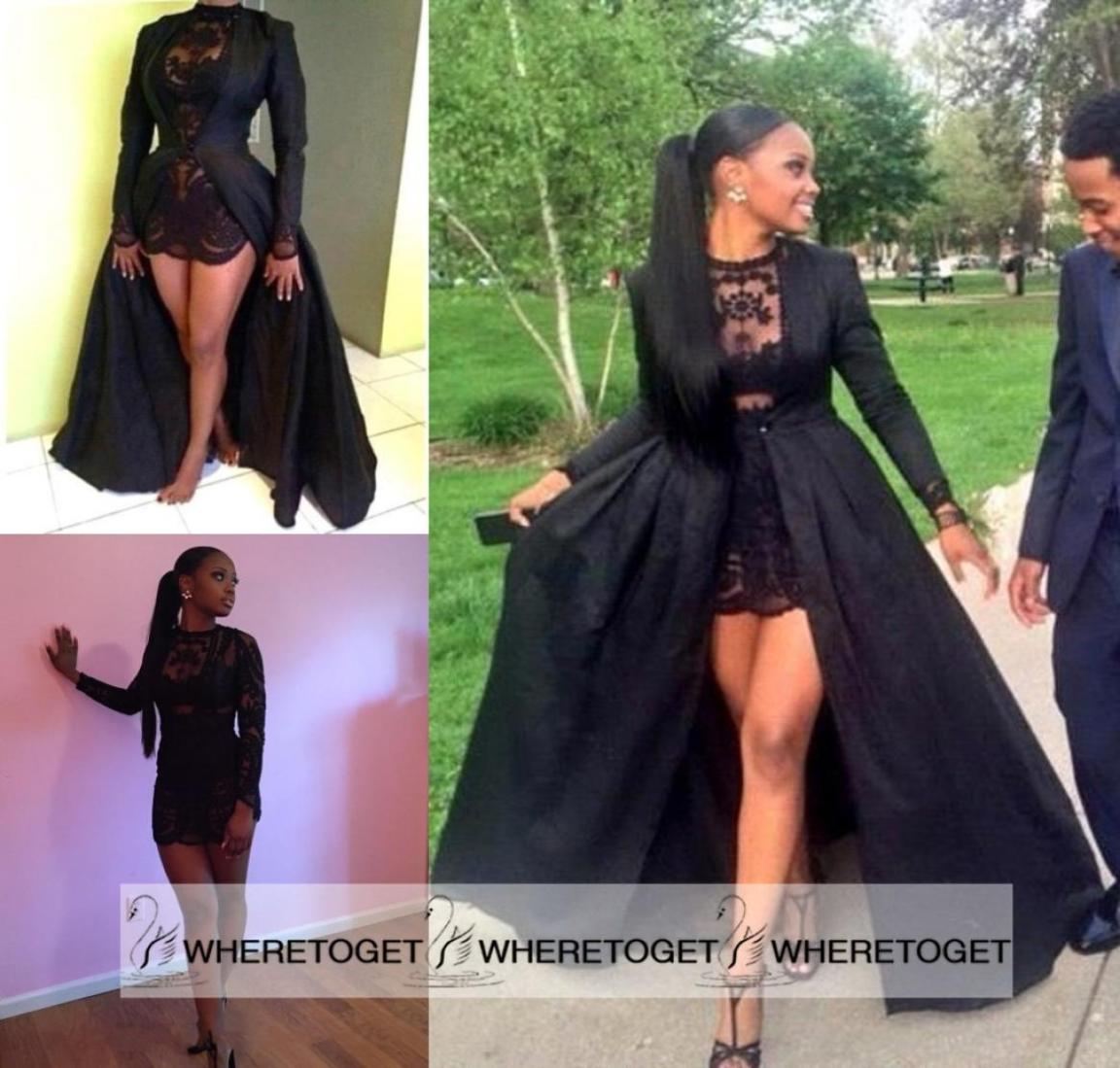 Sexy Two Piece See Through Black Lace Short Prom Dresses Long Sleeve Detachable Coat Floor Length Evening Party Gowns 20196544633, Red
Sexy Two Piece See Through Black Lace Short Prom Dresses Long Sleeve Detachable Coat Floor Length Evening Party Gowns 20196544633, Red