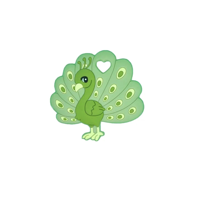 Baby Teethers Colorful Cute Peacock Shape Teething Toys BPA Free Food Grade Chewable Toy Pendants for Newborn Infant Shower Gifts