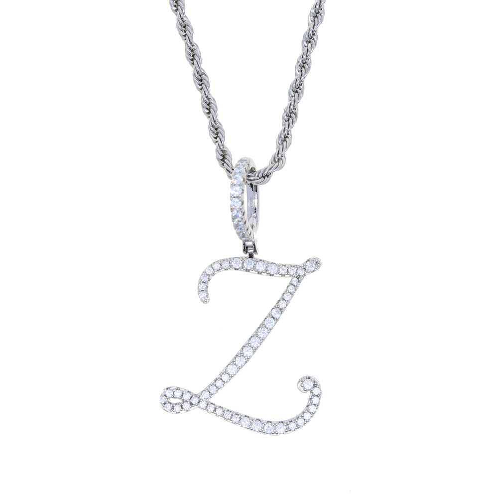 26 copperplate Alphabet pendant necklace cz paved charms customize name land initials letter jewelry