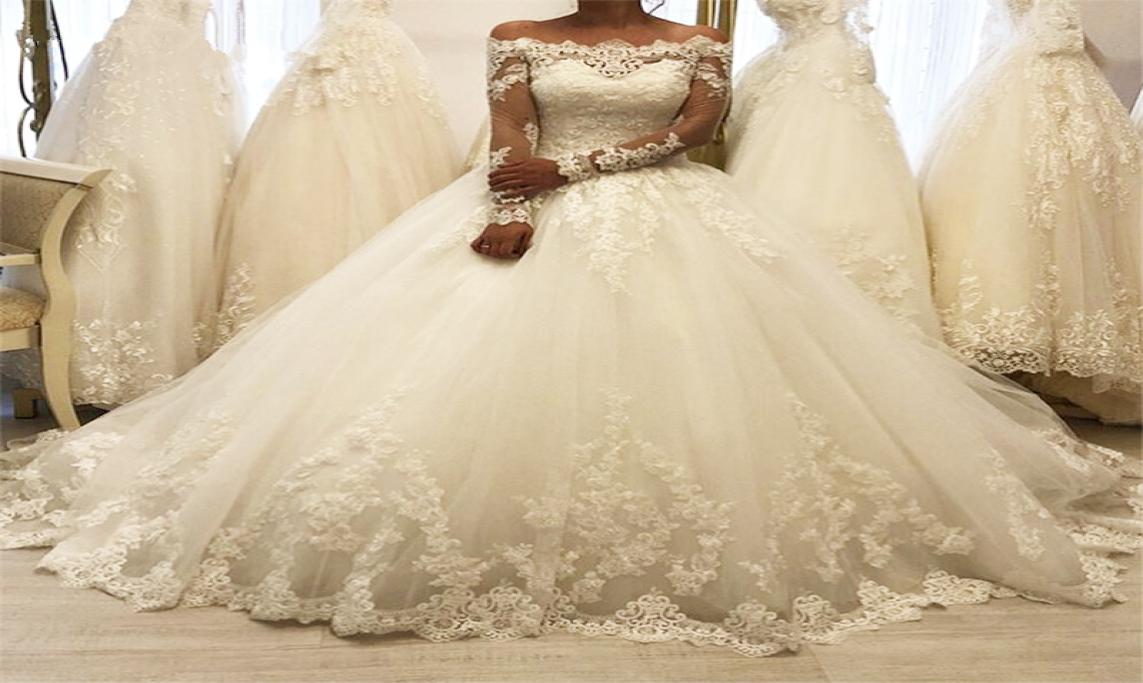 Boat Neck Ball Gown Wedding Dresses Vintage Long Sleeves Lace Up Back Tulle Lace Applique Wedding Gowns Court Train Vestido De Noi5484523, White
Boat Neck Ball Gown Wedding Dresses Vintage Long Sleeves Lace Up Back Tulle Lace Applique Wedding Gowns Court Train Vestido De Noi5484523, White