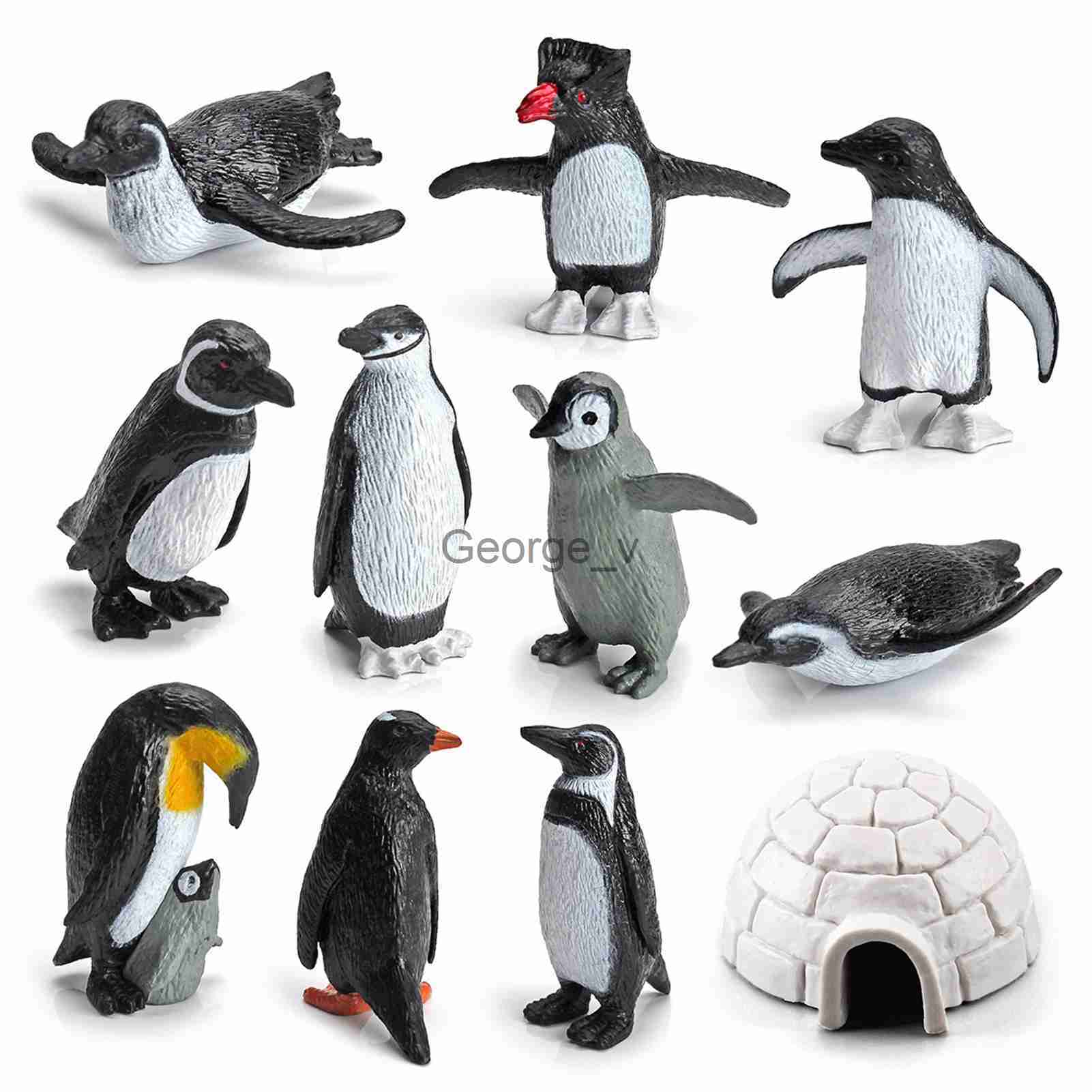 Minifig 26pcs North Pole Animal Toy Figurines Set Penguins Reindeer Beluga Whales Arctic Animal Kit Model Educational Toy Birthday Gifts J230629
