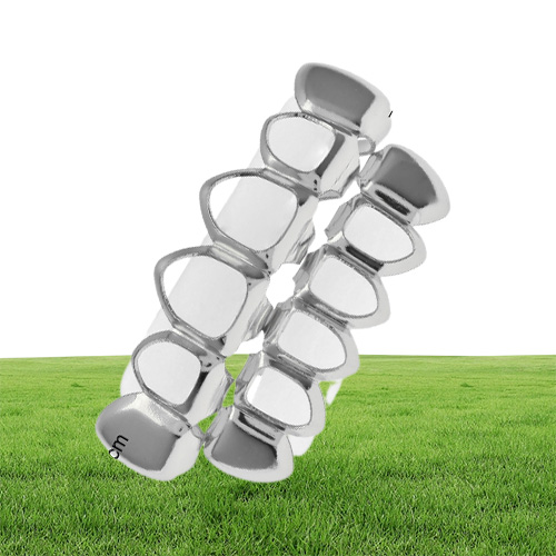 Men039s Hip Hop Teeth Grillz Sets 6 TopsBottom Hollow Smooth Gold Silver Dental Grills For women Rock Fashion Body Jewelry acc