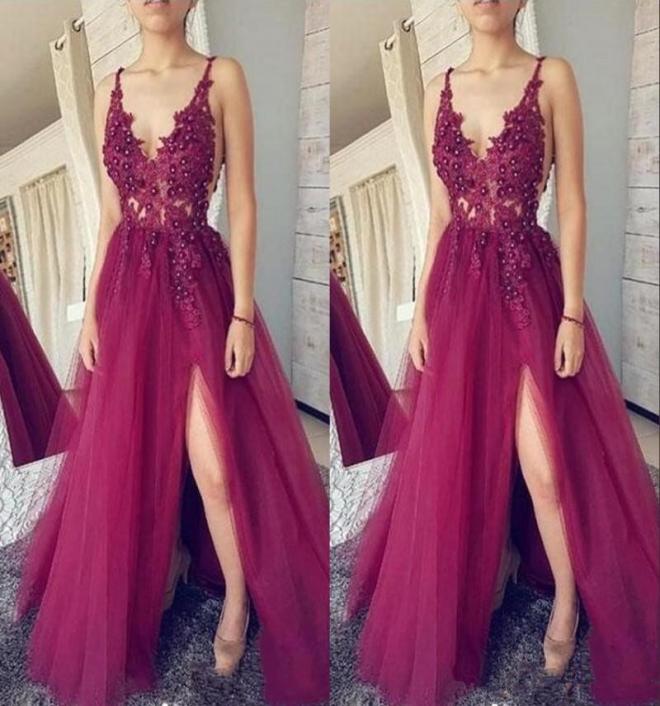 2020 New Dark Fuchsia Deep V Neck Prom Dresses Lace Top Tulle Split Formal Evening Dresses Long Party Gowns 7173991944, Coral
2020 New Dark Fuchsia Deep V Neck Prom Dresses Lace Top Tulle Split Formal Evening Dresses Long Party Gowns 7173991944, Coral